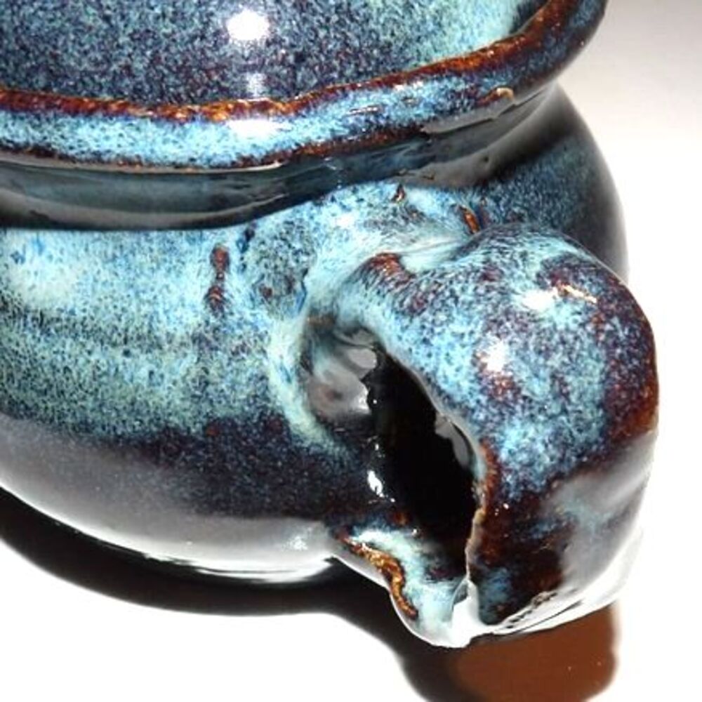 Handmade Blue Teapot Ceramic Decorative  One of a kind Clay Hobbyist Signed WRL - Picture 3 of 5